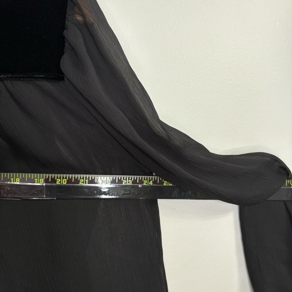 Susan Graver Artisan Women Blouse 12 Black Velvet Velour Chiffon Cocktail Mature - Picture 8 of 11